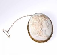 9CT GOLD MOUNTED CARVED SHELL CAMEO BROOCH at Ross's Online Art Auctions