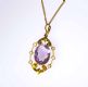 FINE GOLD PLATED CHAIN WITH 9CT GOLD, AMETHYST & SEED PEARL PENDANT at Ross's Online Art Auctions