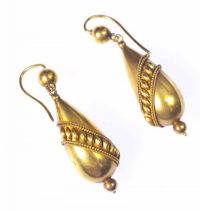 VICTORIAN YELLOW METAL DROP EARRINGS at Ross's Online Art Auctions