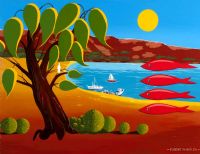 FOUR RED FISH by Eugene McGuile at Ross's Online Art Auctions