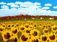 FIELD OF SUNFLOWERS by Eugene McGuile at Ross's Online Art Auctions