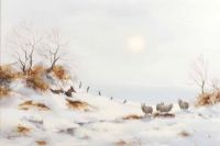 SNOW WITH SHEEP by Hamilton Sloan at Ross's Online Art Auctions