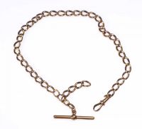 9CT ROSE GOLD ALBERT CHAIN WITH T-BAR at Ross's Online Art Auctions