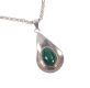 SHAPED SILVER MALACHITE PENDANT ON A LONG SILVER BELCHER CHAIN at Ross's Online Art Auctions