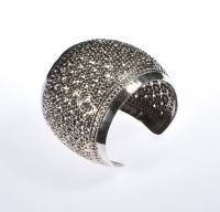 LARGE EMBOSSED SILVER SLAVE BANGLE at Ross's Online Art Auctions