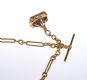18 CARAT GOLD LONG LINK DOUBLE ALBERT CHAIN WITH FITTED T BAR & A 9 CARAT GOLD SEAL FOB at Ross's Online Art Auctions