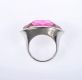 SILVER DRESS RING MOUNTED WITH A LARGE PINK CRYSTAL at Ross's Online Art Auctions