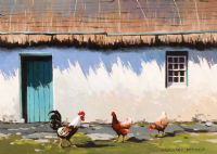 CHICKENS IN THE FARMYARD by Gregory Moore at Ross's Online Art Auctions