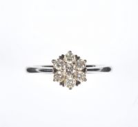 18 CARAT WHITE GOLD DIAMOND CLUSTER RING at Ross's Online Art Auctions
