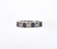 18 CARAT WHITE GOLD SAPPHIRE & DIAMOND RING at Ross's Online Art Auctions