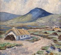 THATCHED COTTAGE & BOGLAND by Irish School at Ross's Online Art Auctions