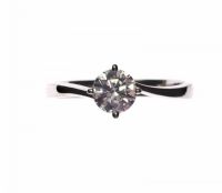 18CT WHITE GOLD & DIAMOND SOLITAIRE RING at Ross's Online Art Auctions