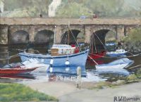 BOATS ON THE RIVER DUN by Richard Williamson at Ross's Online Art Auctions