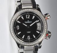 LADY'S JAEGAR LE COULTRE STAINLESS STEEL  MASTER COMPRESSOR AUTOMATIC WATCH WITH DIAMOND BEZEL at Ross's Online Art Auctions