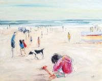 BEACH FUN, PORSTEWART STRAND by Paula McKinney at Ross's Online Art Auctions