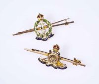 9CT GOLD BAR BROOCH; ROYAL MEDICAL CORPS & 9CT GOLD BAR BROOCH; ROYAL ARTILLERY CORPS at Ross's Online Art Auctions