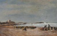 SHEEP ON THE SHORE by Irish School at Ross's Online Art Auctions