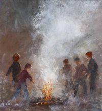 THE CAMP FIRE by Tom Kerr at Ross's Online Art Auctions