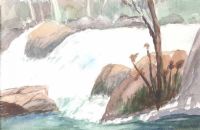 WATERFALL & ROCKS by Olive Henry RUA at Ross's Online Art Auctions