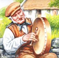BODHRAN PLAYER by Roy Wallace at Ross's Online Art Auctions