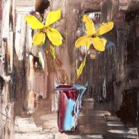 YELLOW FLOWERS & VASE by Colin Flack at Ross's Online Art Auctions