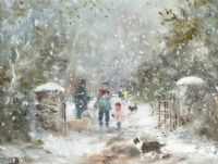 CHRISTMAS WALK, HELEN'S BAY by Tom Kerr at Ross's Online Art Auctions