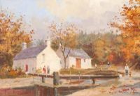 THE LOCK KEEPER'S COTTAGE, THE RIVER LAGAN by Colin Gibson at Ross's Online Art Auctions