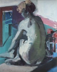 WOMAN AGAINST GREEN by Brian Ballard RUA at Ross's Online Art Auctions