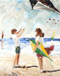 LAUNCHING THE KITE by Lorna Millar at Ross's Online Art Auctions