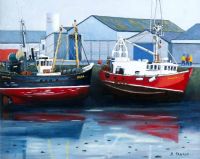 FISHING BOATS, ARDGLASS by Brian Trainor at Ross's Online Art Auctions