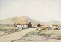 THATCHED COTTAGES, IRELAND by George D. Livingston at Ross's Online Art Auctions