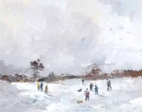 PLAYING IN THE SNOW by Tom Kerr at Ross's Online Art Auctions