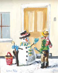 BUILDING A SNOWMAN by Lorna Millar at Ross's Online Art Auctions