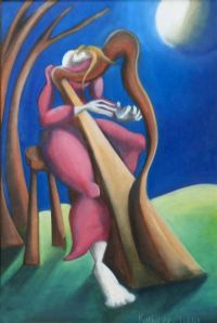 THE HARPIST by Katherine Liddy at Ross's Online Art Auctions