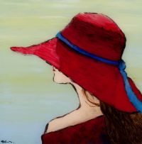 GIRL WITH RED HAT by Helen Barfoot at Ross's Online Art Auctions
