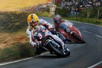 JOEY DUNLOP & DENIS McCULLOUGH by Jeff Rush at Ross's Online Art Auctions