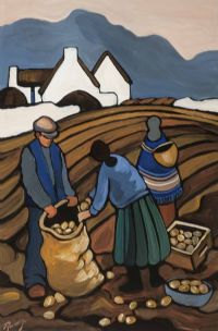 GATHERING POTATOES by J.P. Rooney at Ross's Online Art Auctions