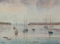 EVENING MIST, BRAY HARBOUR by Berthold Dunne at Ross's Online Art Auctions