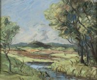 RIVER BY THE TREES by Dante Lynas at Ross's Online Art Auctions
