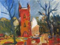 CHURCH & WOODLANDS by Brian Johnston at Ross's Online Art Auctions