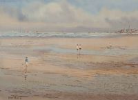 EVENING ON THE BEACH by Berthold Dunne at Ross's Online Art Auctions