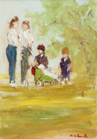 A CHAT IN THE PARK by Marie Carroll at Ross's Online Art Auctions