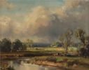 CATTLE GRAZING BY THE RIVER LAGAN by Frank McKelvey RHA RUA at Ross's Online Art Auctions