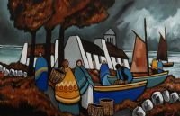 FISHING VILLAGE, IRELAND by J.P. Rooney at Ross's Online Art Auctions