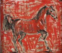 HORSE ON RED by Con Campbell at Ross's Online Art Auctions