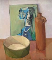 STILL LIFE WITH PICASSO PRINT by Dennis H.  Osborne ARUA at Ross's Online Art Auctions