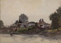 RIVER NEAR NOTTINGHAM by William Docherty Weir at Ross's Online Art Auctions