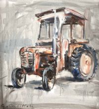 RED TRACTOR by Con Campbell at Ross's Online Art Auctions