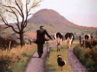 DRIVING CATTLE NEAR SLEMISH by Gregory Moore at Ross's Online Art Auctions
