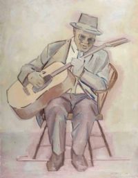 GUITAR PLAYER WITH HAT by Dennis H.  Osborne ARUA at Ross's Online Art Auctions